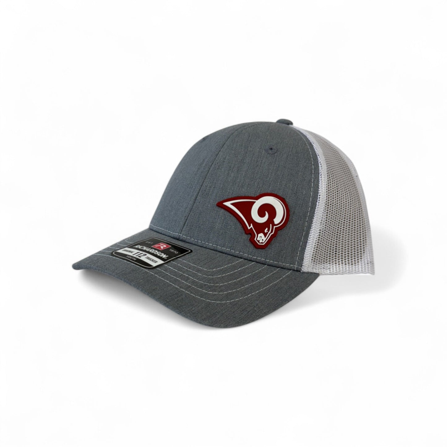 Owasso Rams - 3D Rubber Patch Ram Icon - Youth Richardson 112 Hat (Heather/White)