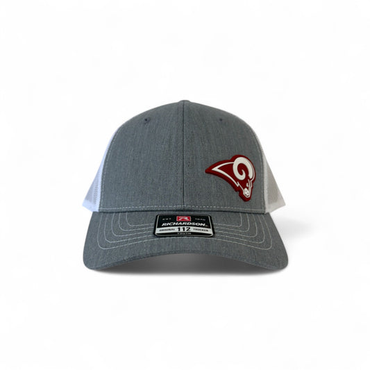 Owasso Rams - 3D Rubber Patch Ram Icon - Youth Richardson 112 Hat (Heather/White)
