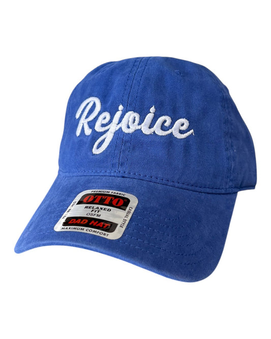 Rejoice Eagle - Embroidered Rejoice Script - Otto Dad Cap Adjustable Hat (Blue)