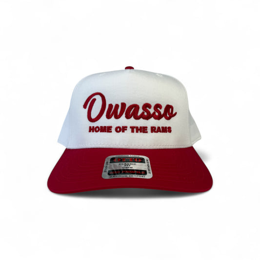 Owasso Rams - Embroidered Home of the Rams - Otto 5-Panel Snapback Hat (White/Red)