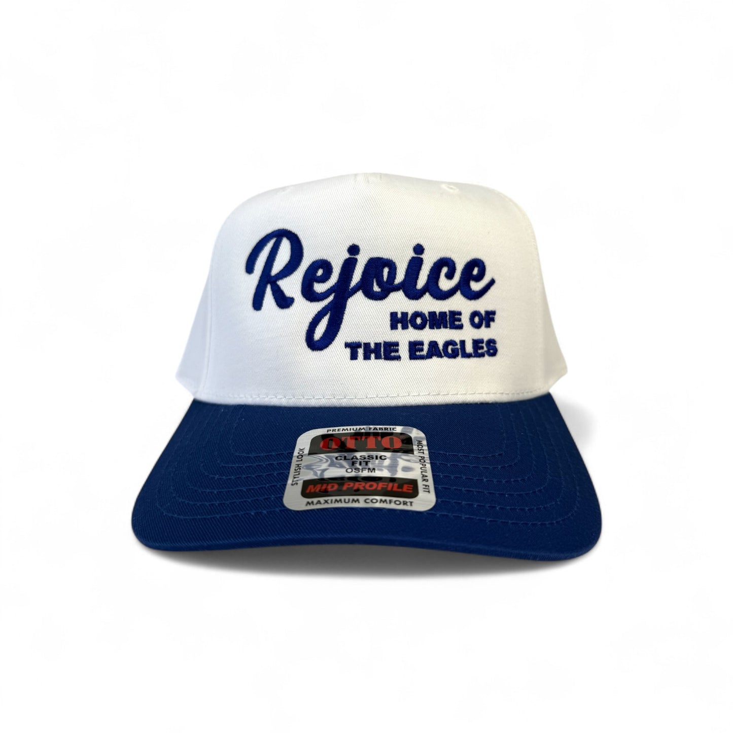 Rejoice Eagles - Embroidered Home of the Eagles - Otto 5-Panel Snapback Hat (White/Blue)