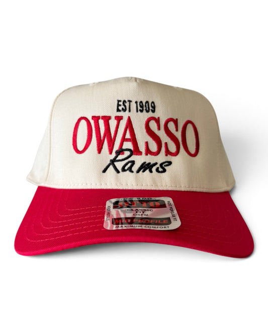 Owasso Rams - Embroidered Owasso Rams Legacy - Otto Snapback Hat (Red/Natural)