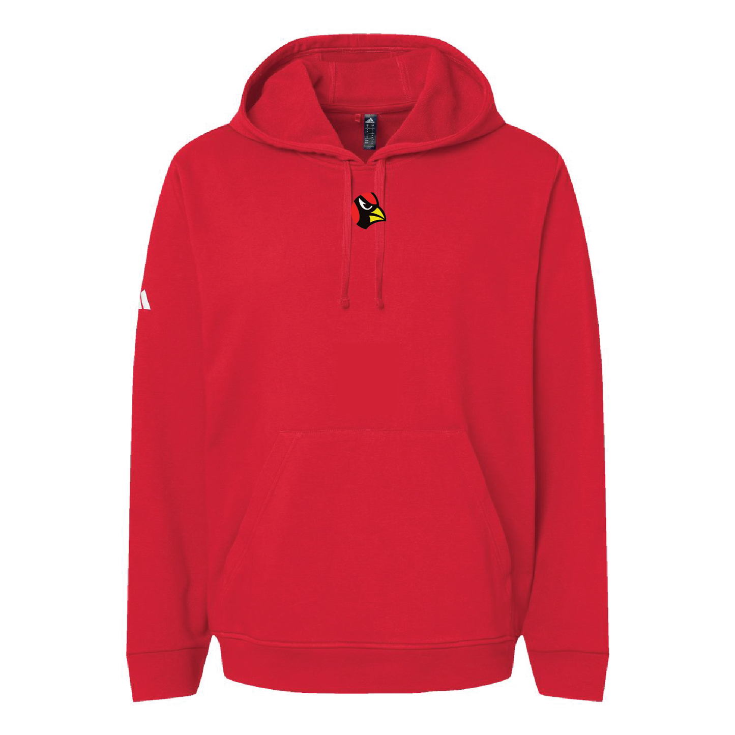 Collinsville Cardinals - Embroidered Small Circle Cardinal - Adidas Mens Hoodie (Red)