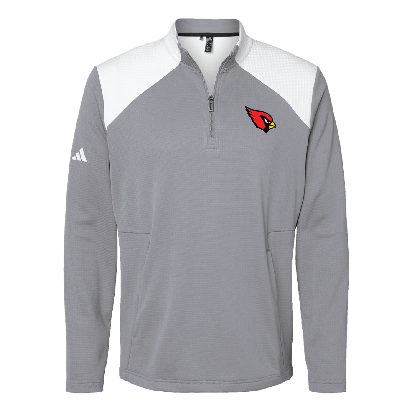 Collinsville Cardinals - Embroidered Cardinal - Adidas Mens Mixed Medium 1/4 Zip Pullover(Grey/White)