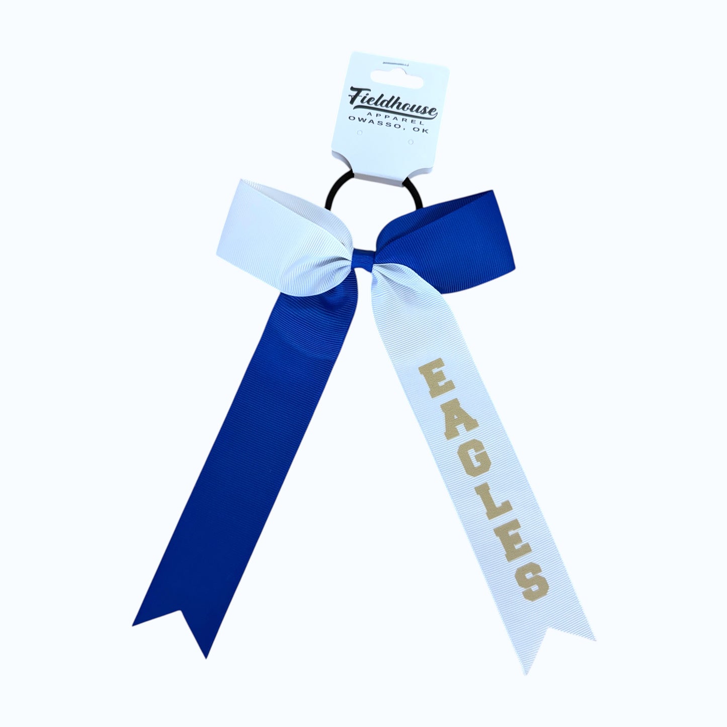 Rejoice Eagles - Digital Transfer Eagles - Long Tail 2 Color Ribbon Bow on Ponytail Holder