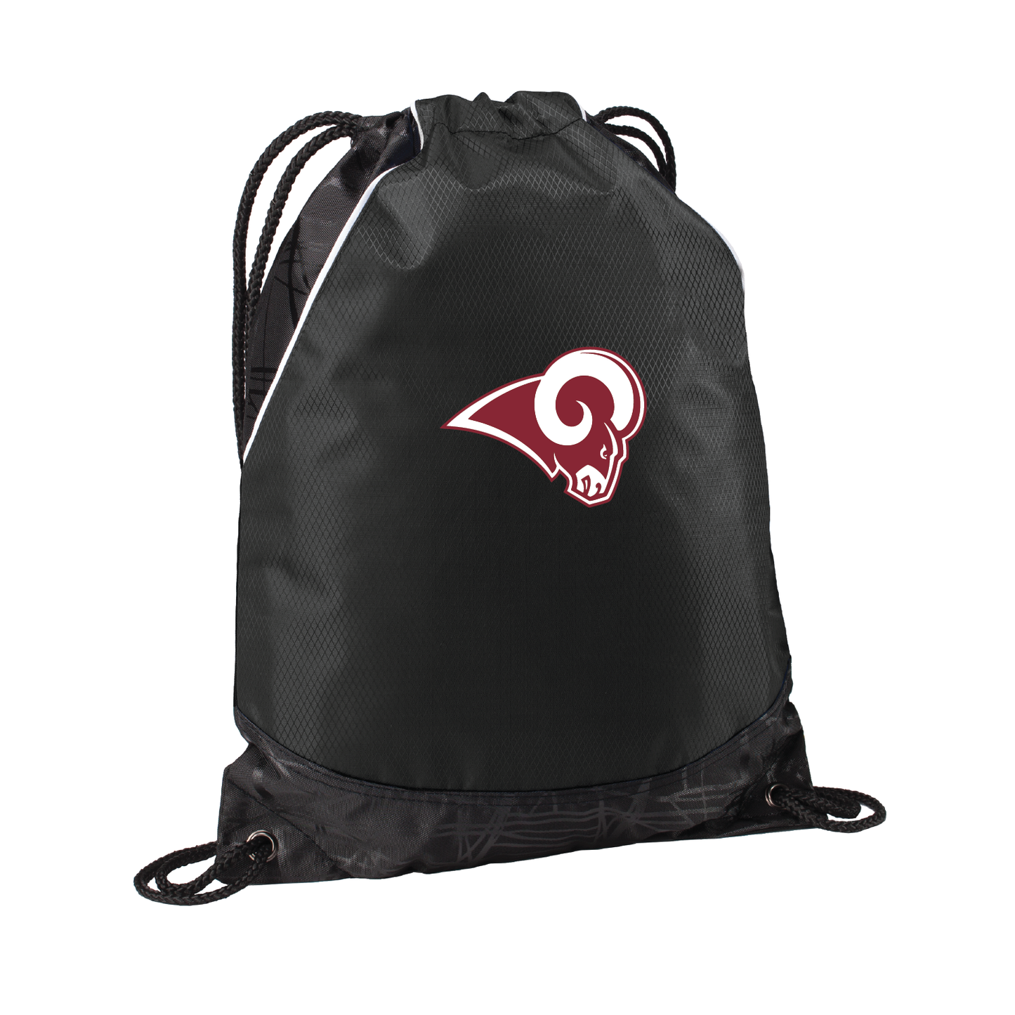 Owasso Rams - Digital Transfer Ram Logo - Cinch Bag (Black)