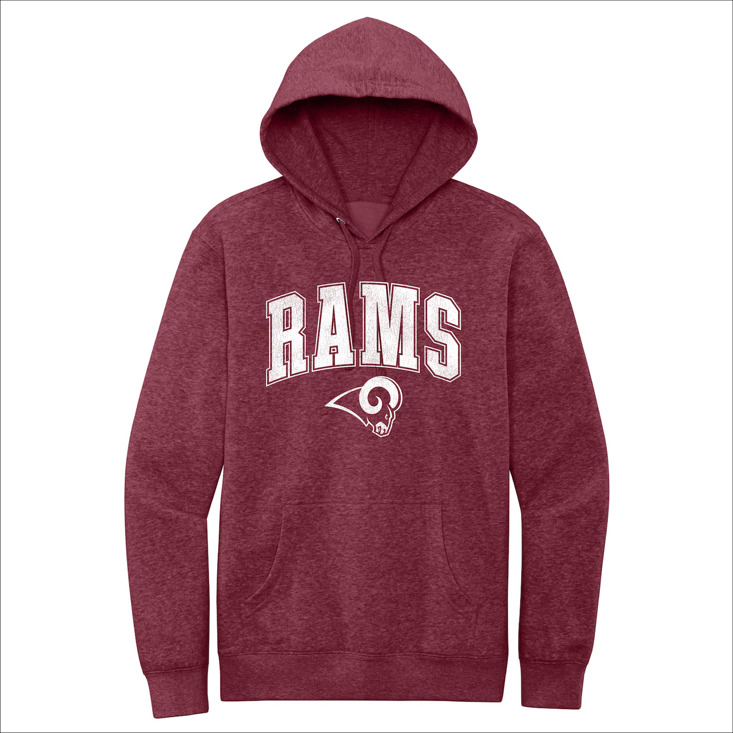 Owasso Rams - Screen Print Distressed Rams Collegiate Block - Fleece Hoodie