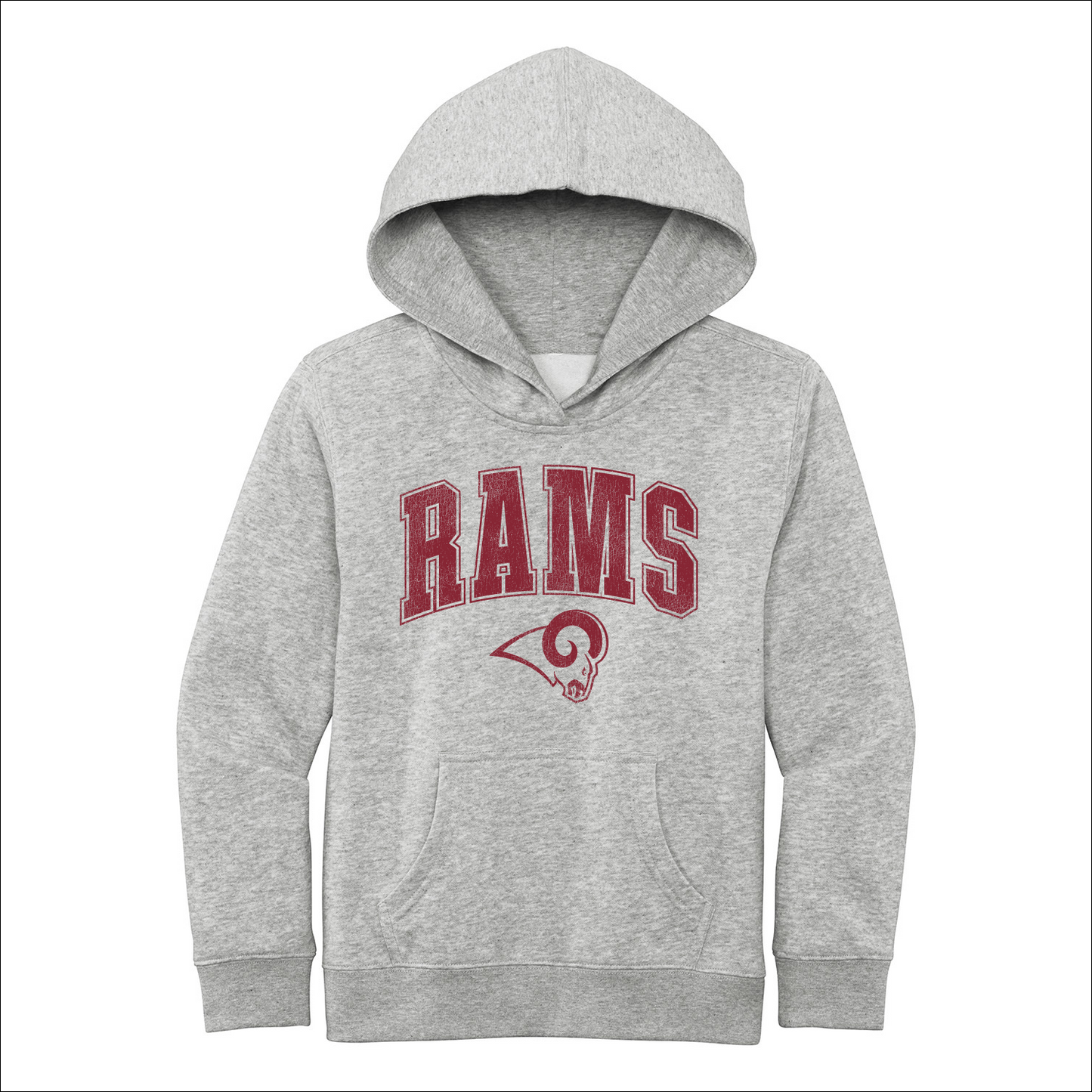 Owasso Rams - Screen Print Distressed Rams Collegiate Block - Youth Fleece Hoodie