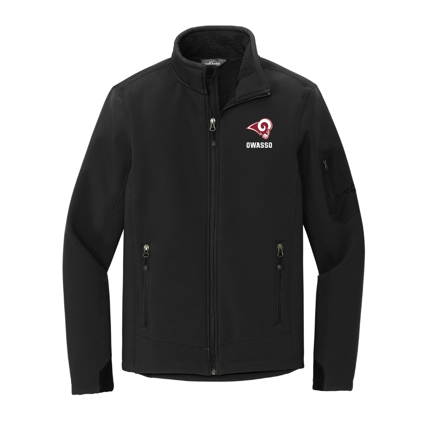 Owasso Rams - Embroidered Ram - Eddie Bauer Full Zip Soft Shell Mens Jacket (Black)