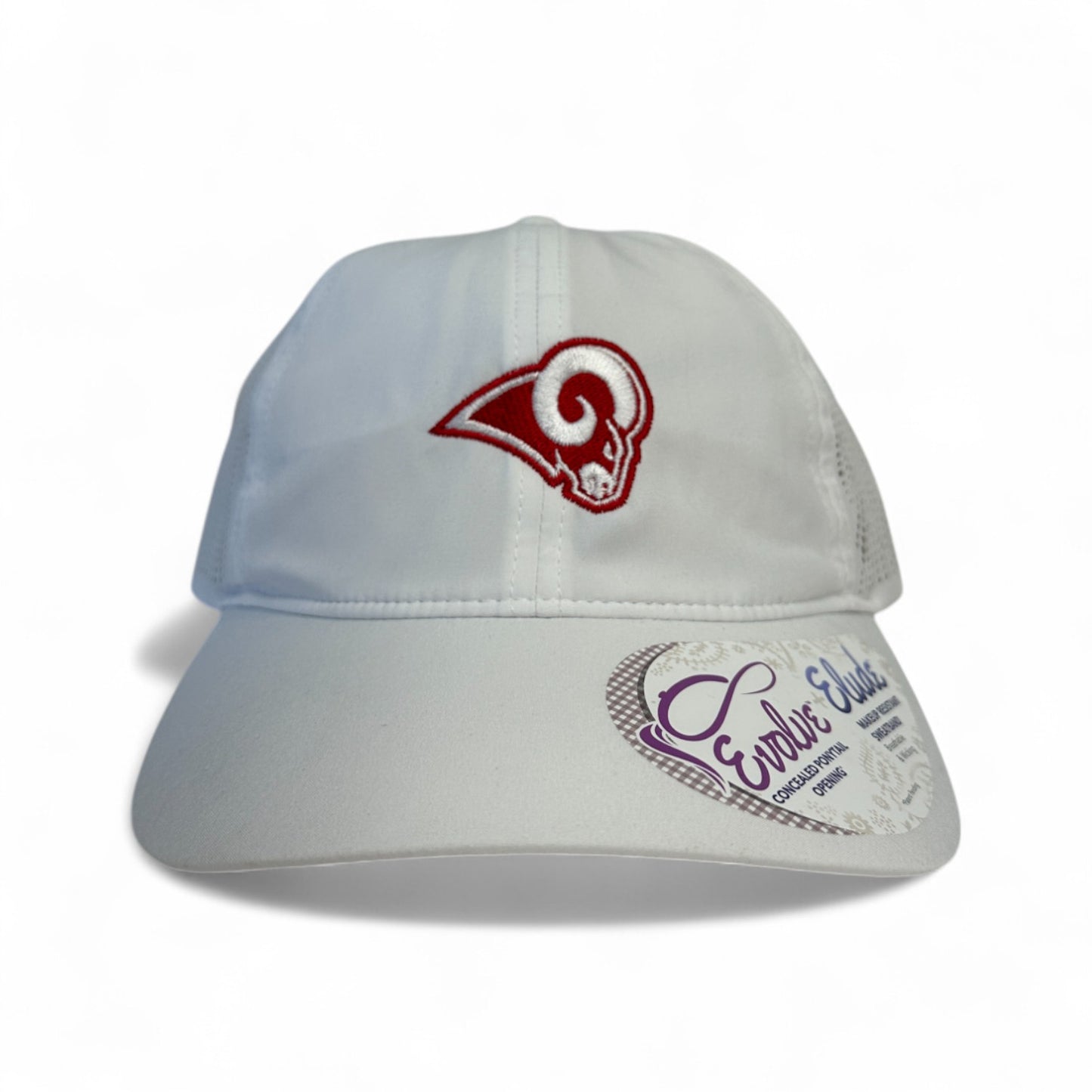 Owasso Rams - Embroidered Ram - Ladies Performance Snapback Hat (White)