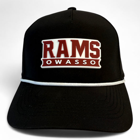 Owasso Rams - 3D Rubber Patch Rams Owasso - Rope Snapback Perforated Hat