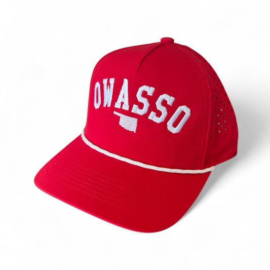 Owasso Rams - Embroidered Owasso Arch and State Design - Perforated Rope Snapback Hat