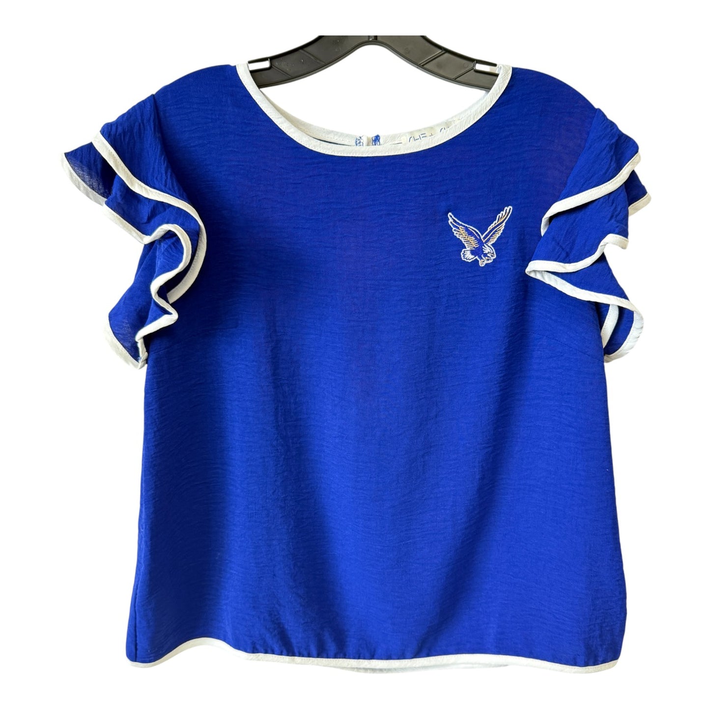 Rejoice Eagles - Embroidered Fly Eagle- Ruffle Sleeve Blouse