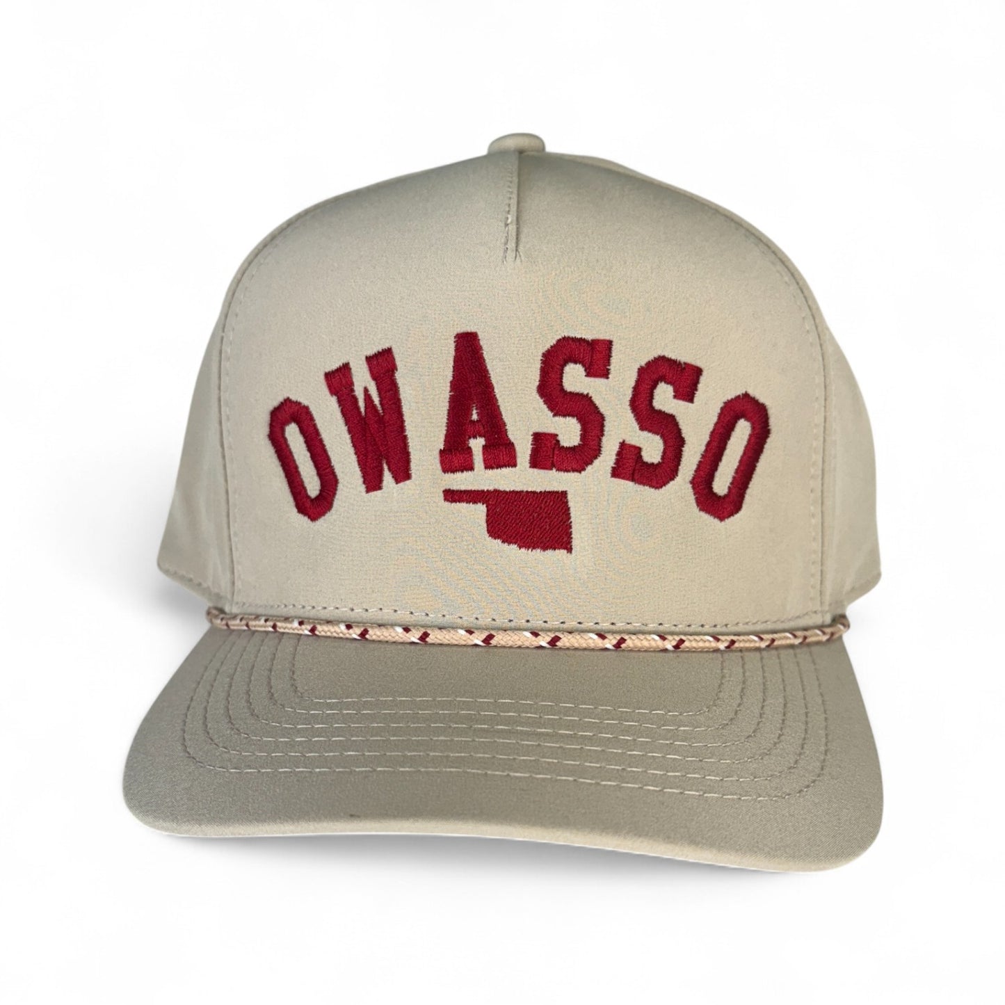 Owasso Oklahoma - Embroidered Arch and State Design - Rope Snapback Hat