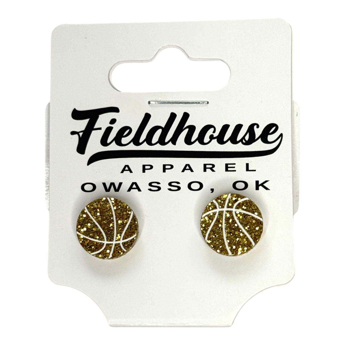 Basketball Glitter Stud Earrings - Gold