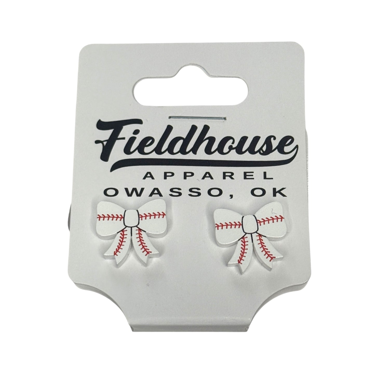 Baseball Bow Stud Earrings