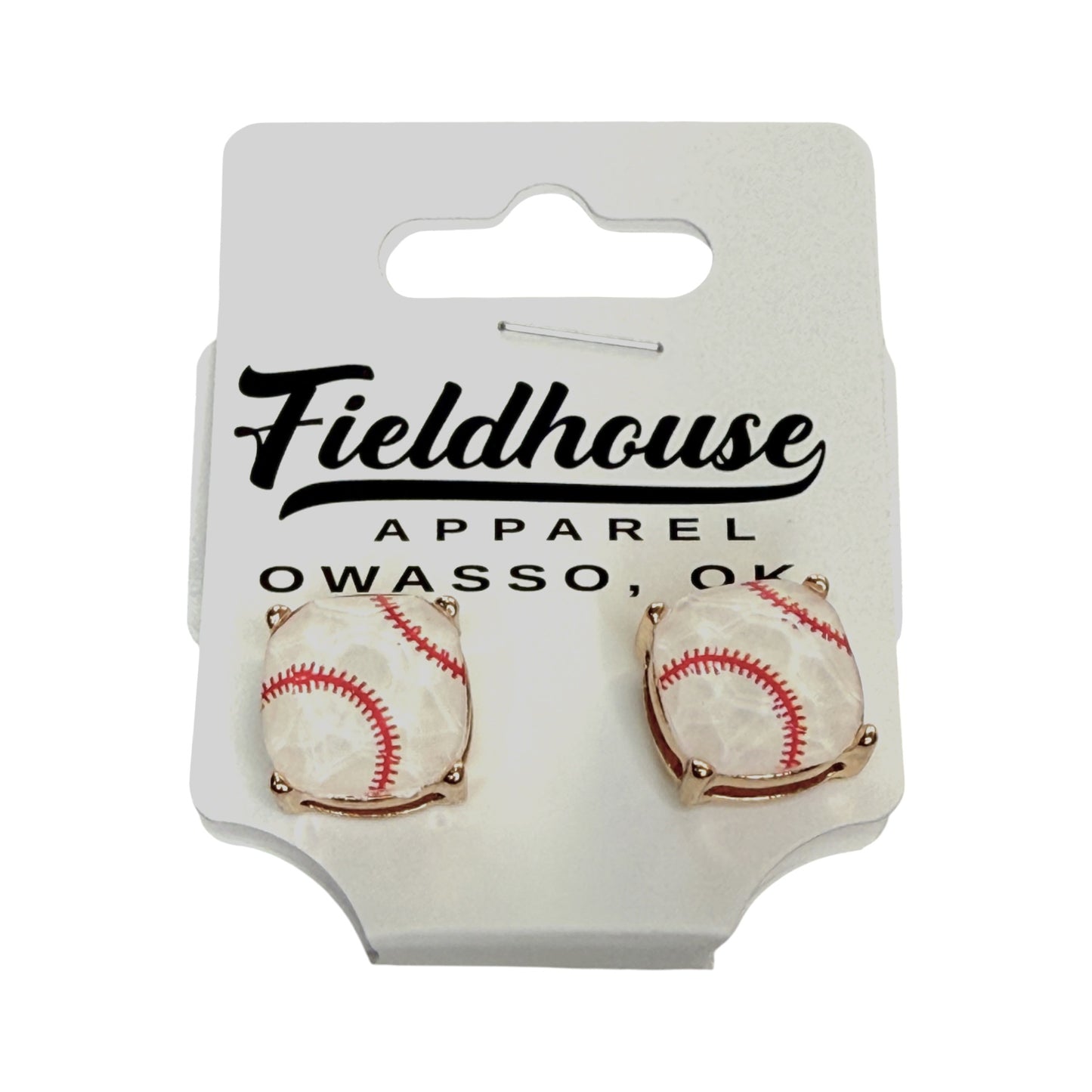 Baseball Rectangle Stud Earrings