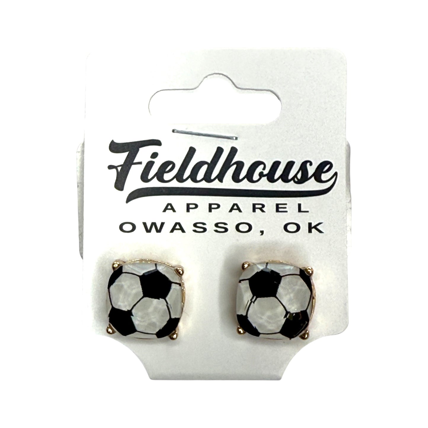 Soccer Rectangle Stud Earrings
