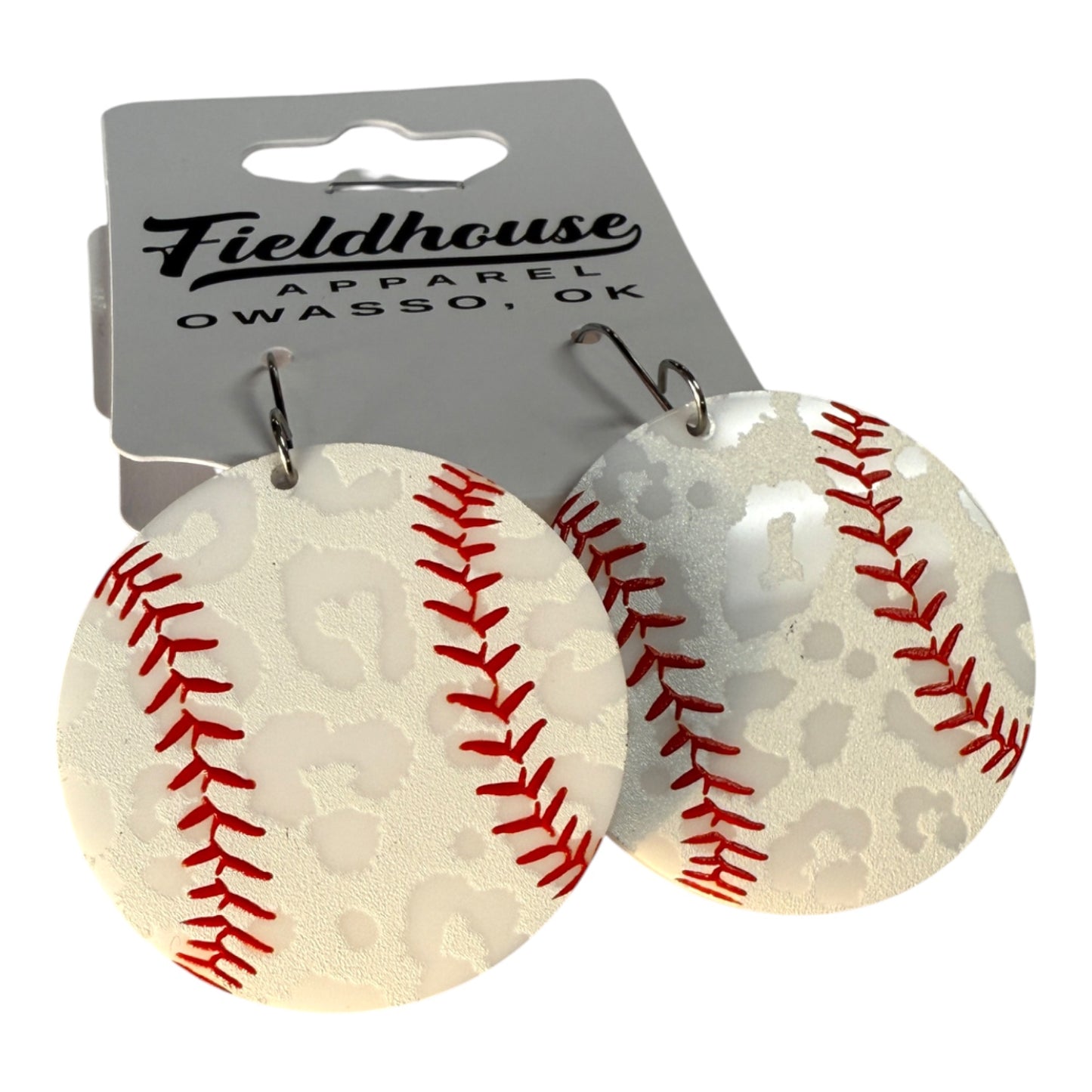 Baseball Leopard Dangle Earrings