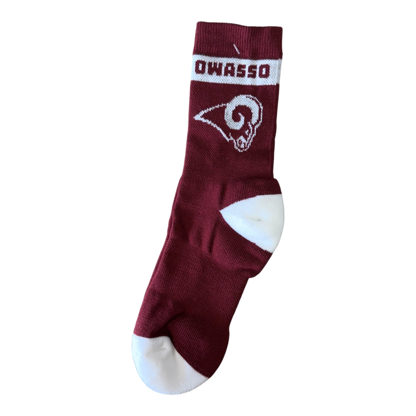 Owasso Rams - Owasso Rams Cardinal - Crew Socks