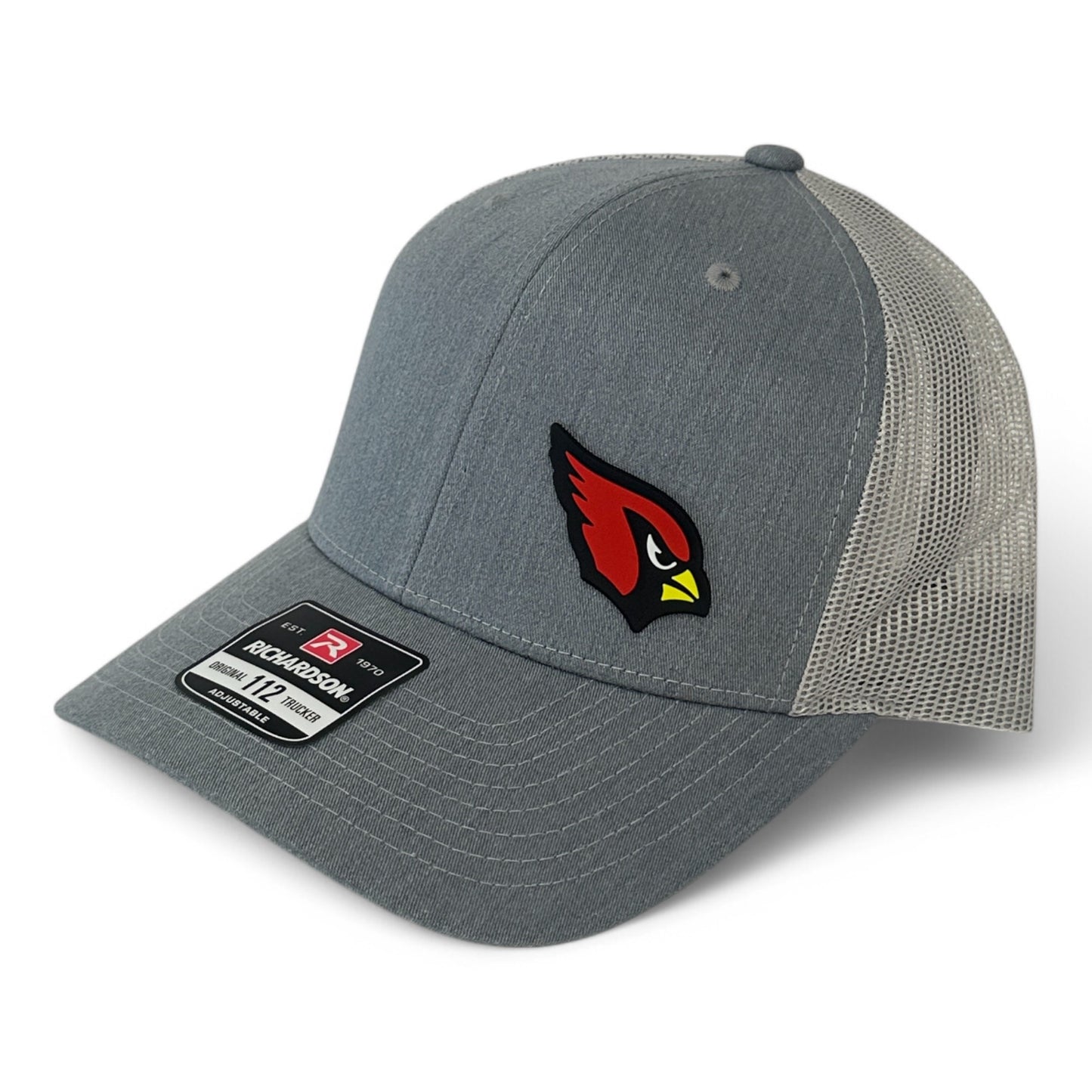 Collinsville Cardinals - 3D Rubber Patch Cardinal Icon - Youth Richardson 112 Hat (Heather Grey/White)