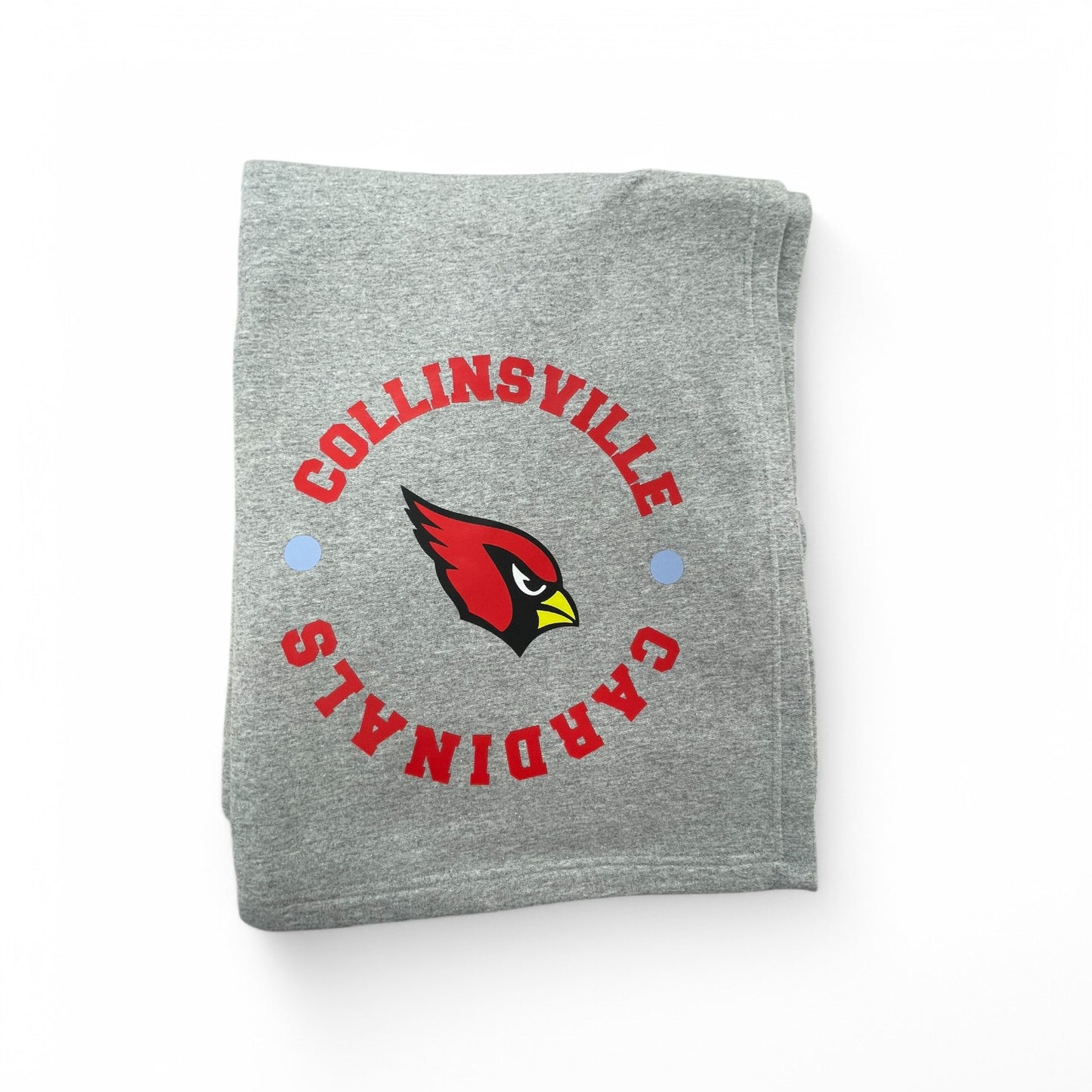 Collinsville Cardinals - Digital Transfer Collinsville Cardinal Circle - Fleece Sweatshirt Blanket ( Heather Grey)