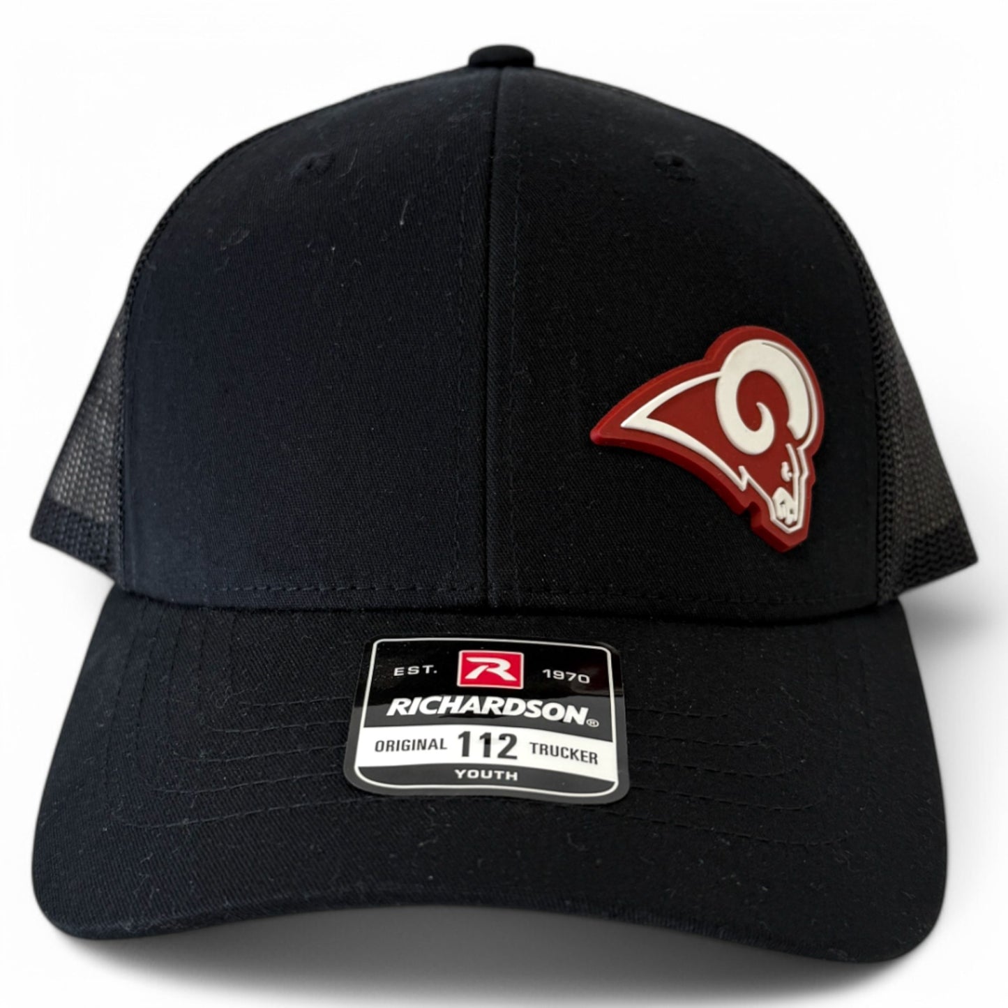 Owasso Rams - 3D Rubber Patch Ram Icon - Youth Richardson 112 Hat(Black/Black)
