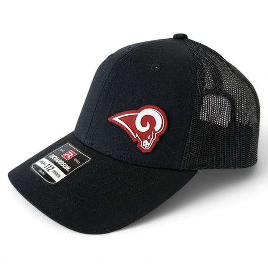 Owasso Rams - 3D Rubber Patch Ram Icon - Youth Richardson 112 Hat(Black/Black)