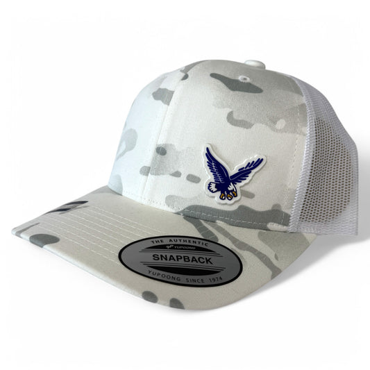 Rejoice Eagles - 3D Rubber Patch Eagle - Trucker Snapback Hat (MultiCam/Alpine White)