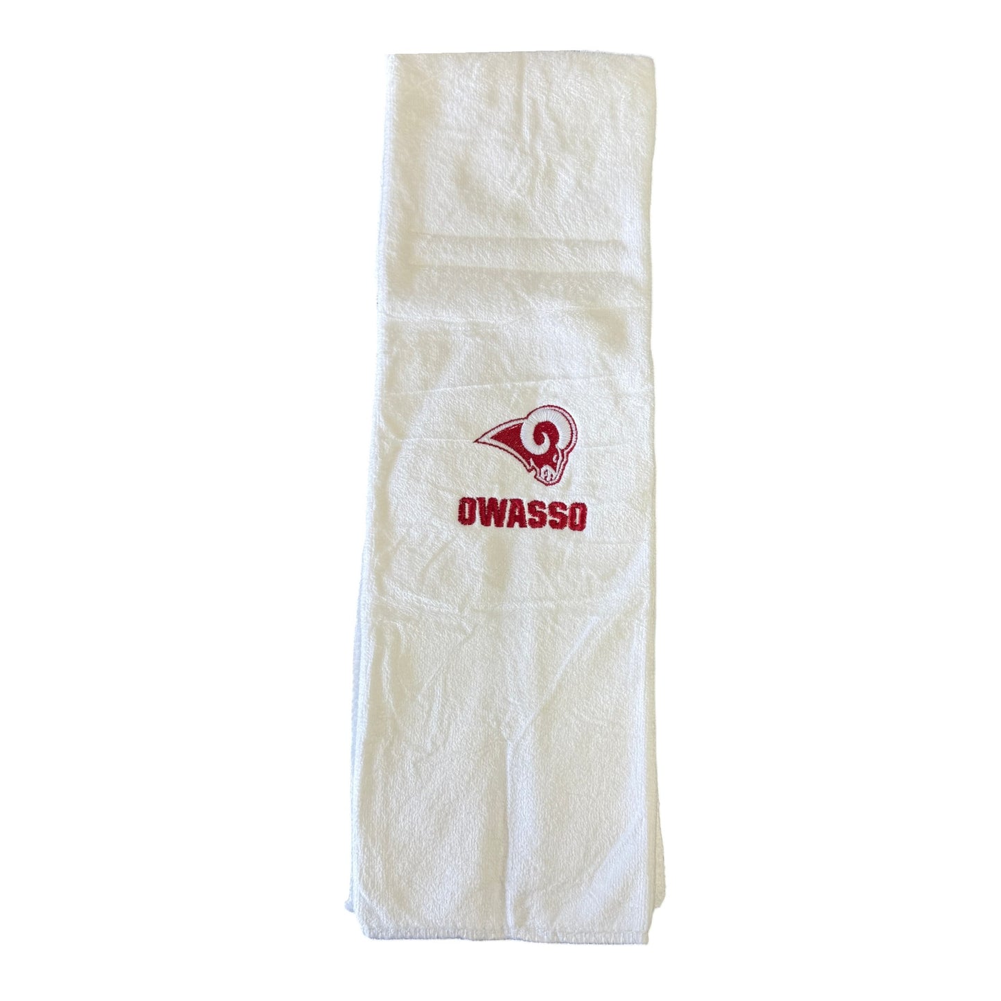 Owasso Rams - Embroidered Ram Owasso - Football Towel (White)