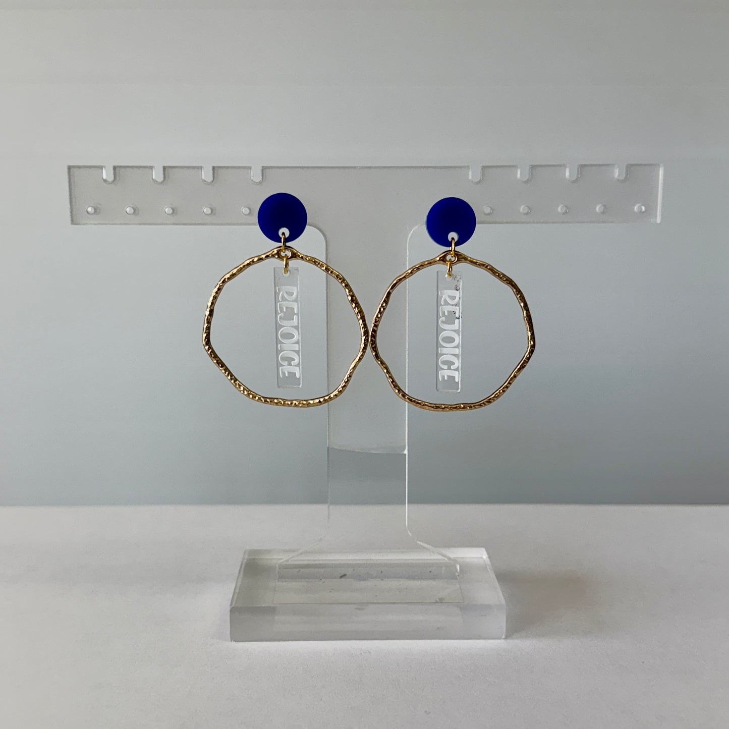 Rejoice Eagles - Rejoice Acrylic Gold Hoop Earring (Royal/Gold)
