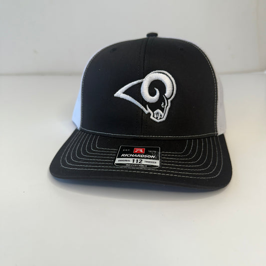 Owasso Rams - Embroidered Ram - Richardson 112 Sanpback Hat (BLK/WHT)