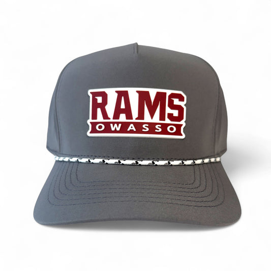 Owasso Rams - 3D Rubber Patch Rams Owasso - Rope Snapback Hat