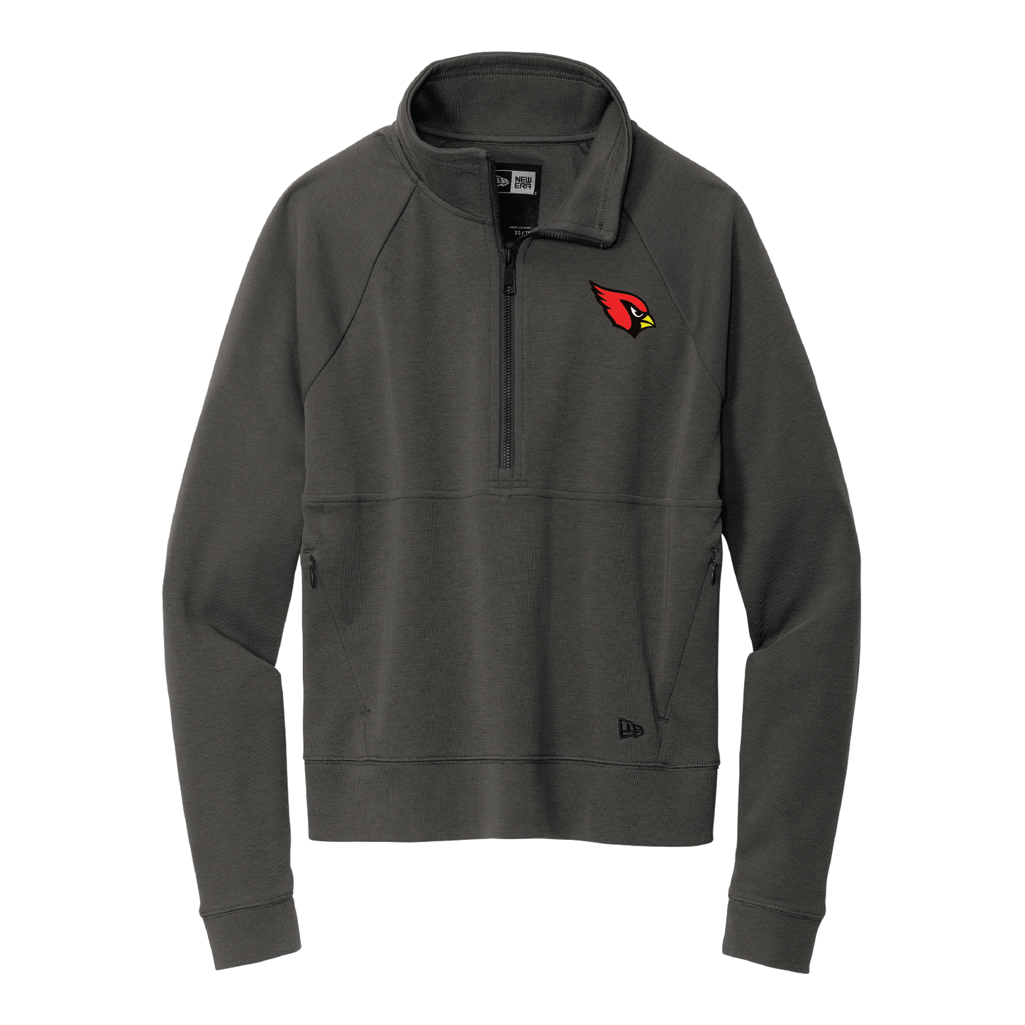 Collinsville Cardinals - Embroidered Cardinal - Ladies New Era 1/2 Zip Sweatshirt(Grey)