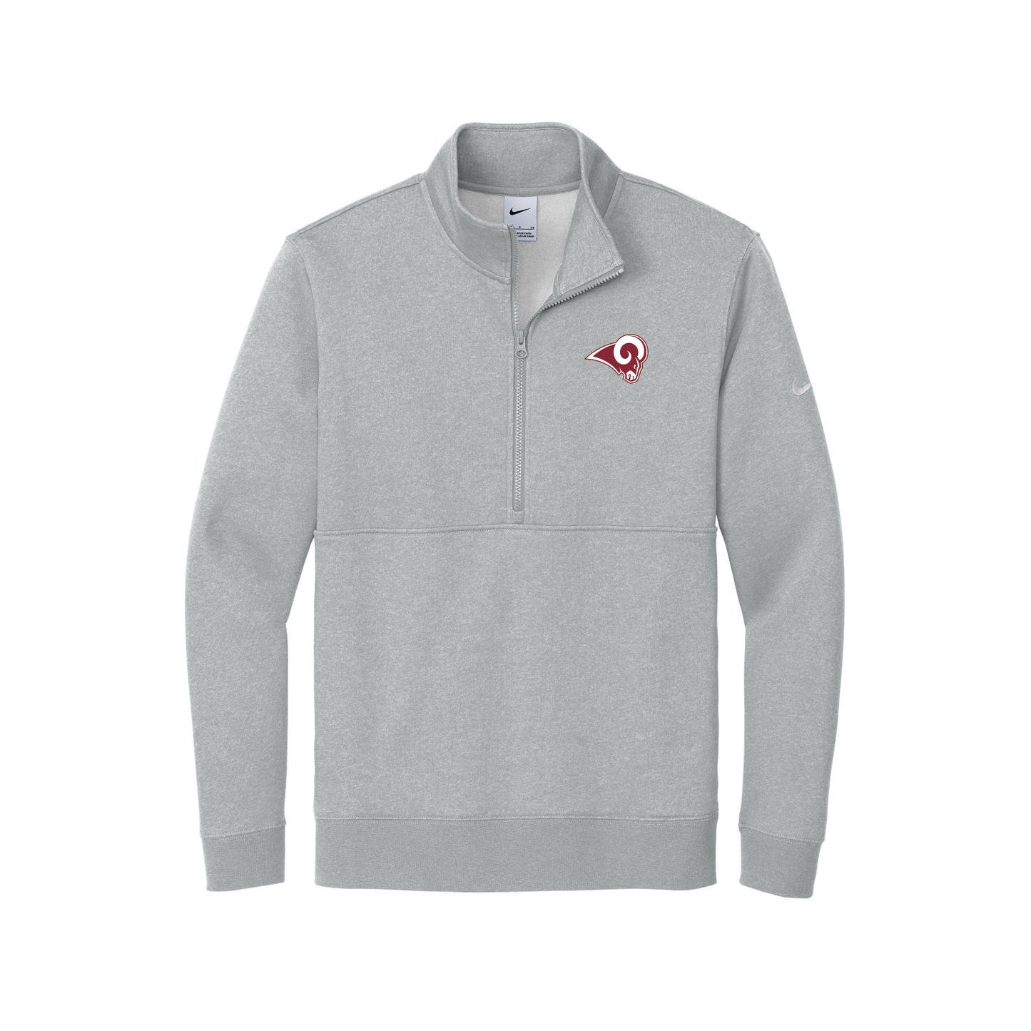 Owasso Rams - Embroidered Ram - Unisex Nike 1/2 Zip Sweatshirt (Grey)