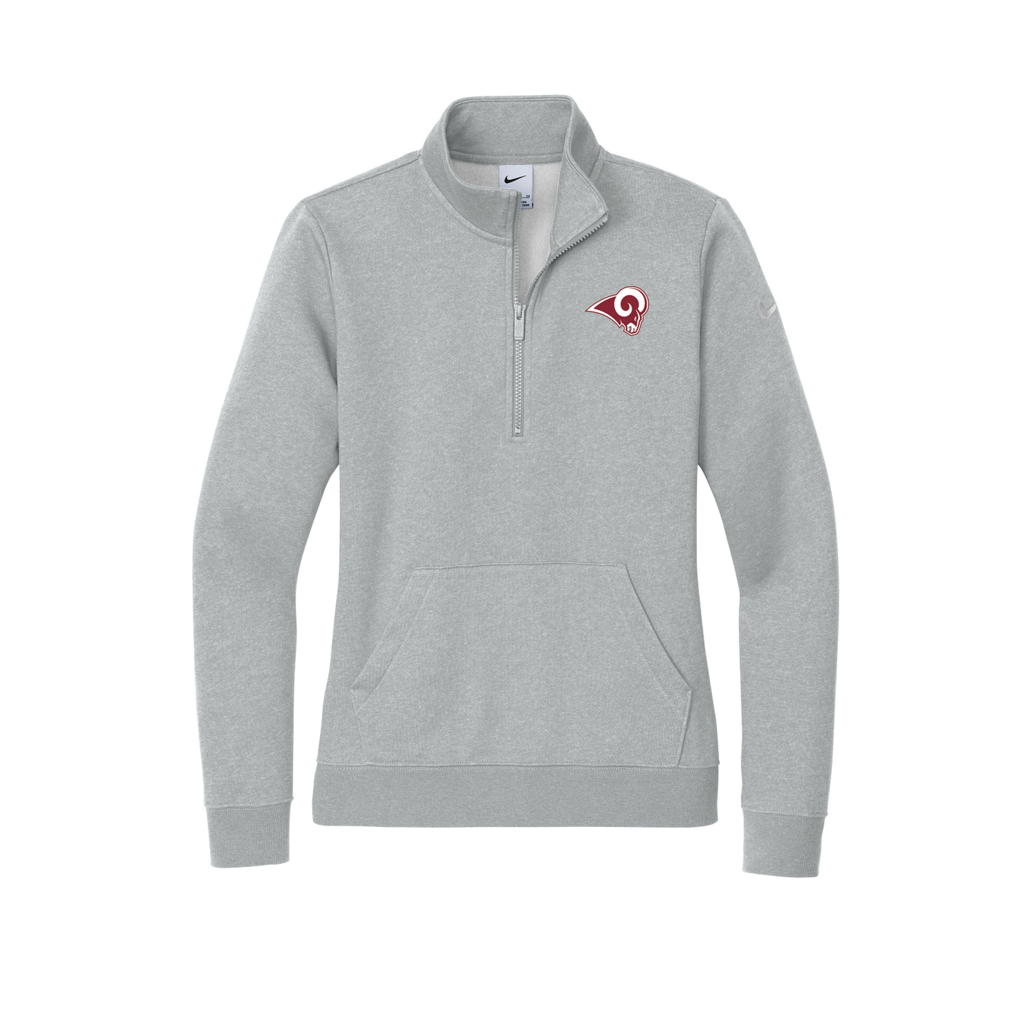 Owasso Rams - Embroidered Ram - Ladies Nike 1/2 Zip Sweatshirt (Grey)