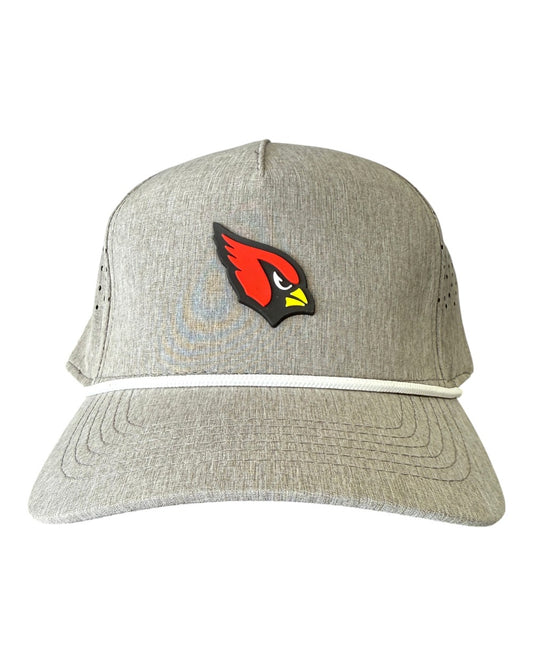 Collinsville Cardinals - 3D Rubber Patch Cardinal Icon - Perforated Rope Hat (Hthr Gray/Wht)