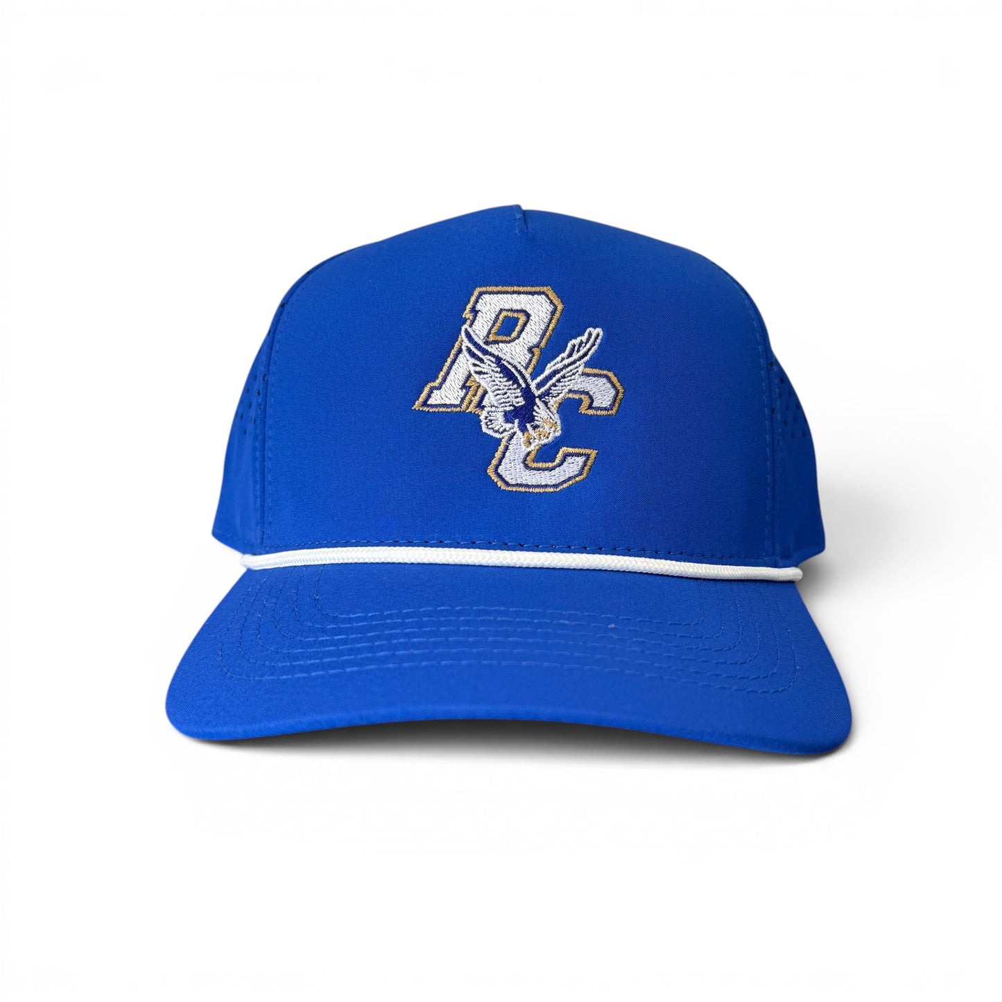 Rejoice Eagles - Embroidered Rejoice Christian Eagles Logo - Perforated Rope Snapback Hat (Royal/White)