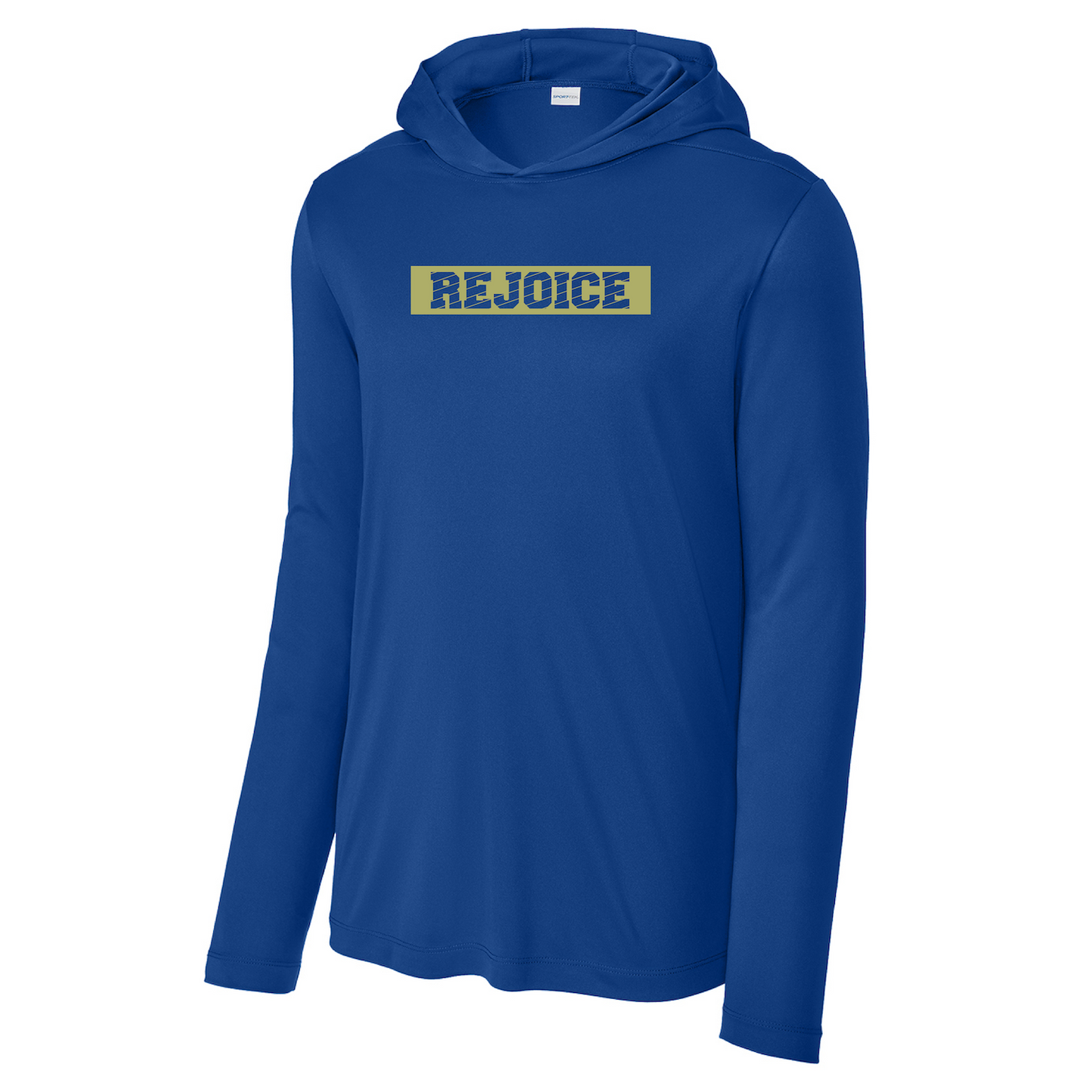 Rejoice Eagles - Screen Print Rejoice Box Angle - UV Hooded Performance Long Sleeve Tee