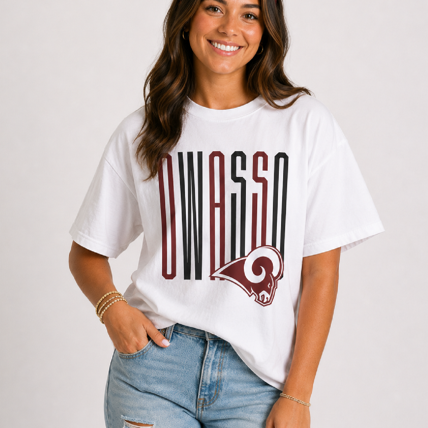 Owasso Rams – Screen Print Oversized Block Design