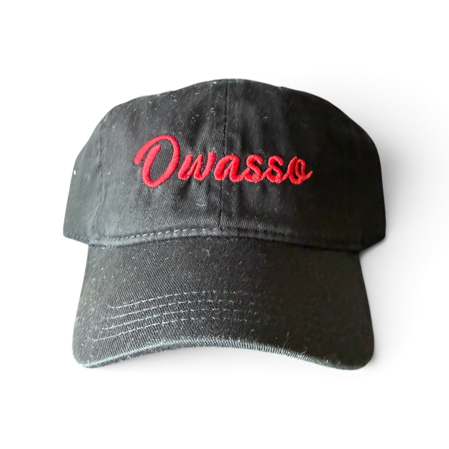 Owasso Rams - Embroidered Owasso Script - YOUTH Otto Adjustable Dad Hat (Black)