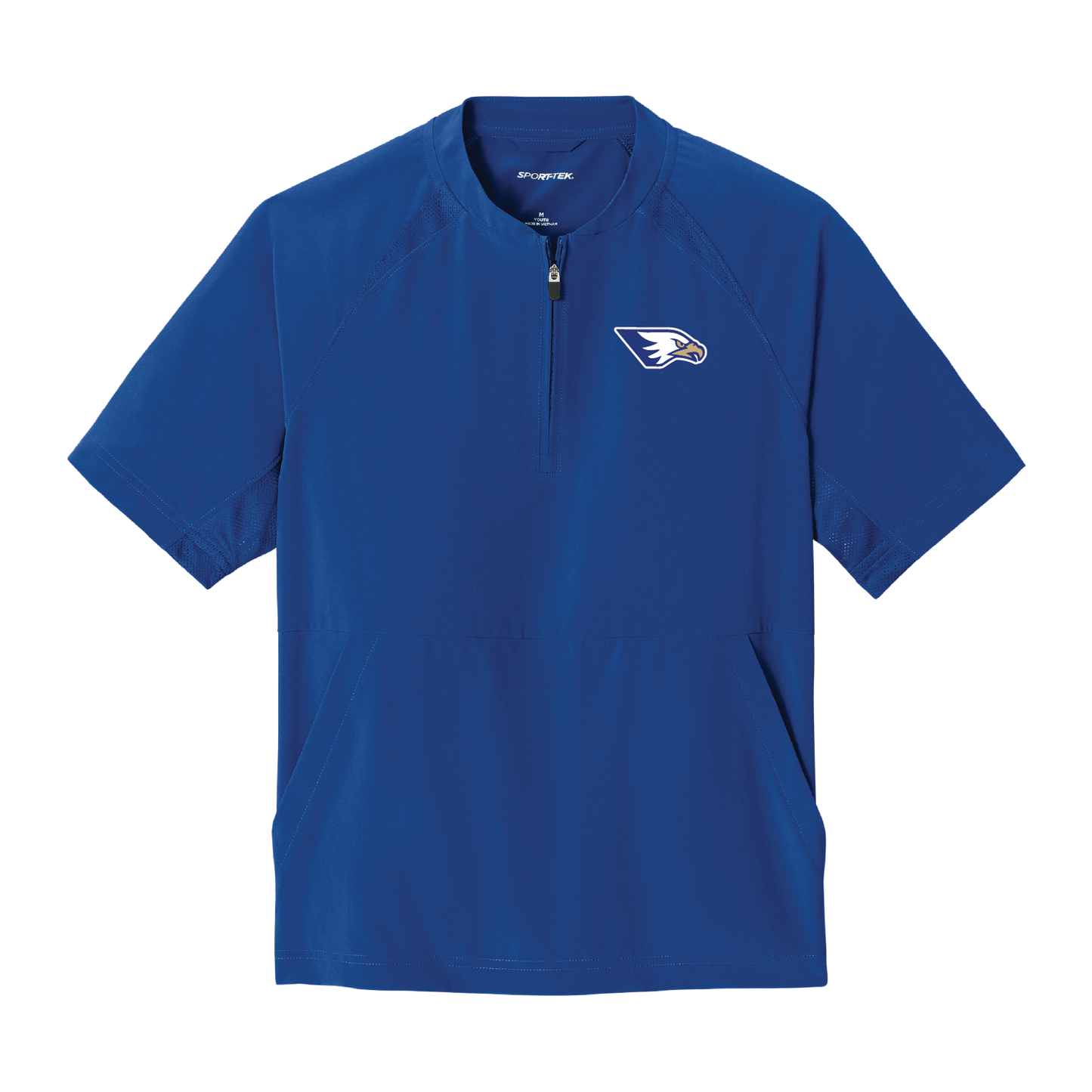Rejoice Eagles - Embroidered Athletic Eagle - Youth 1/4 Zip Cage Top (Blue)