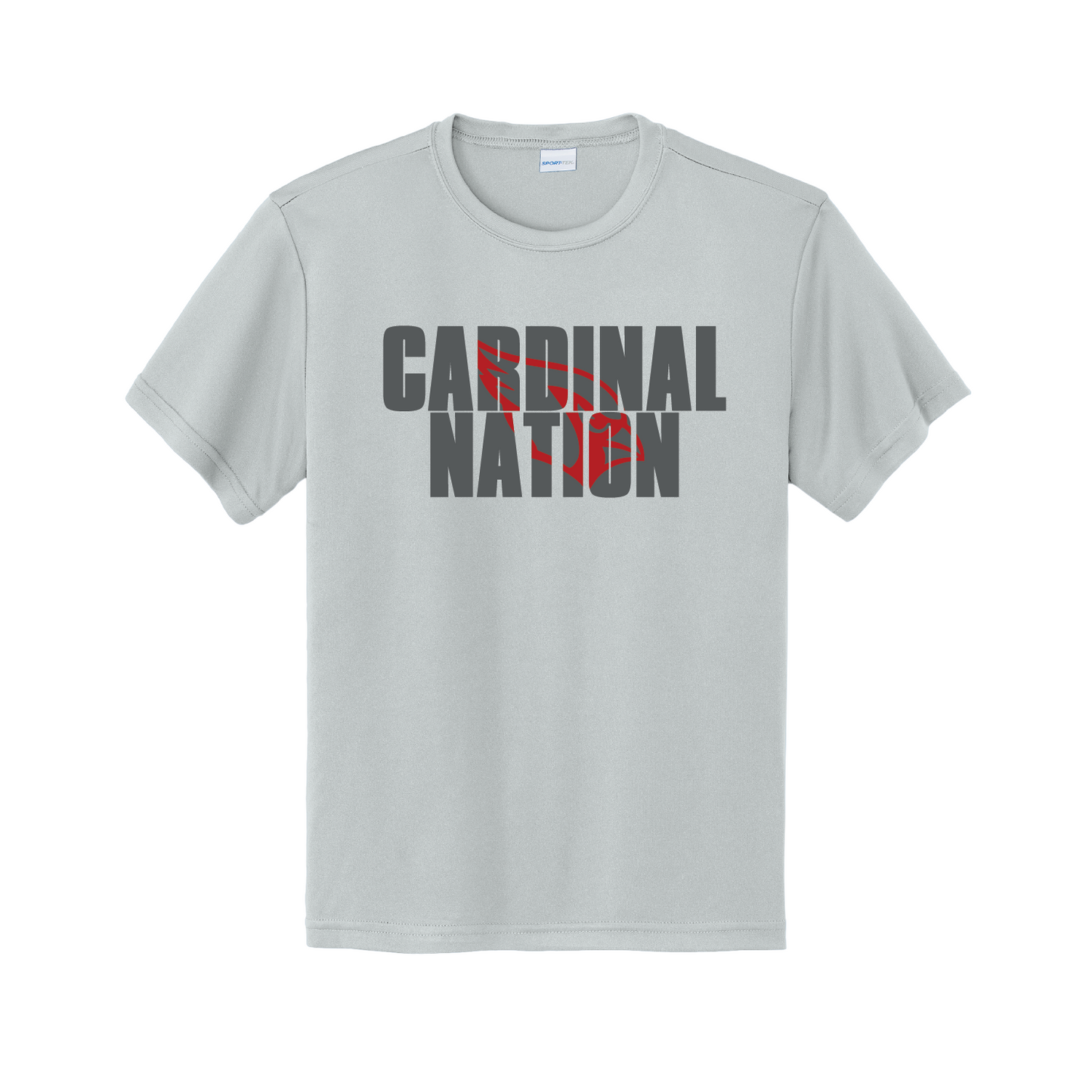 Collinsville Cardinals - Screen Print Cardinal Nation - Youth Competitor Tee (Grey)