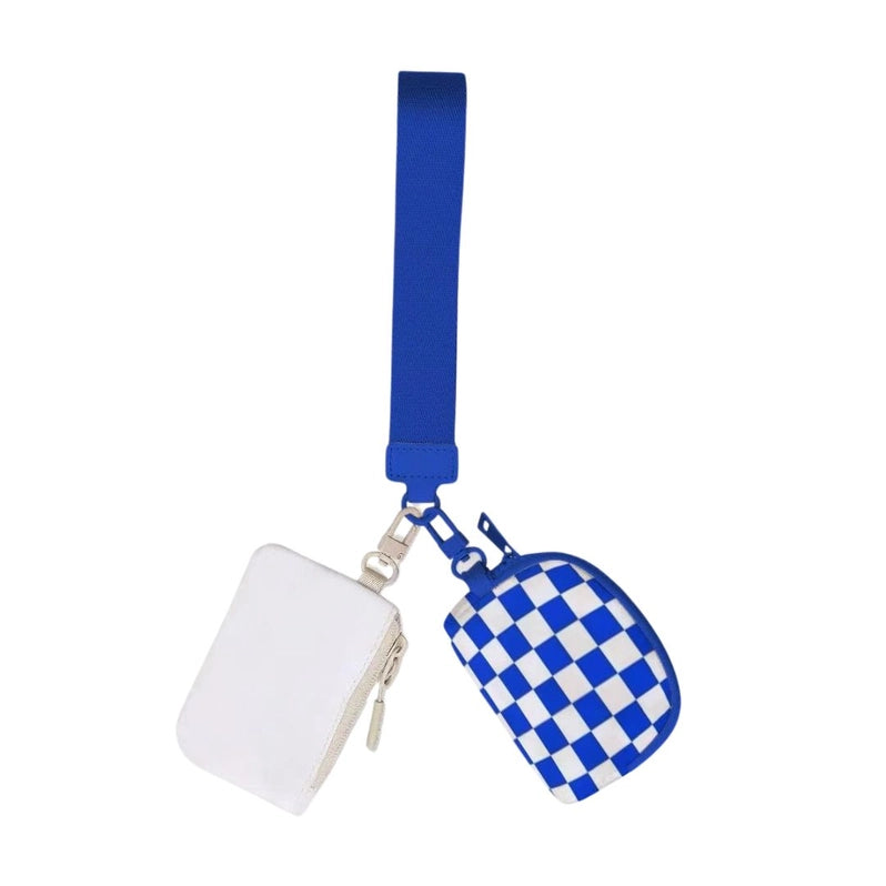 Checkered Dual Colored Wristlet & Keychain
