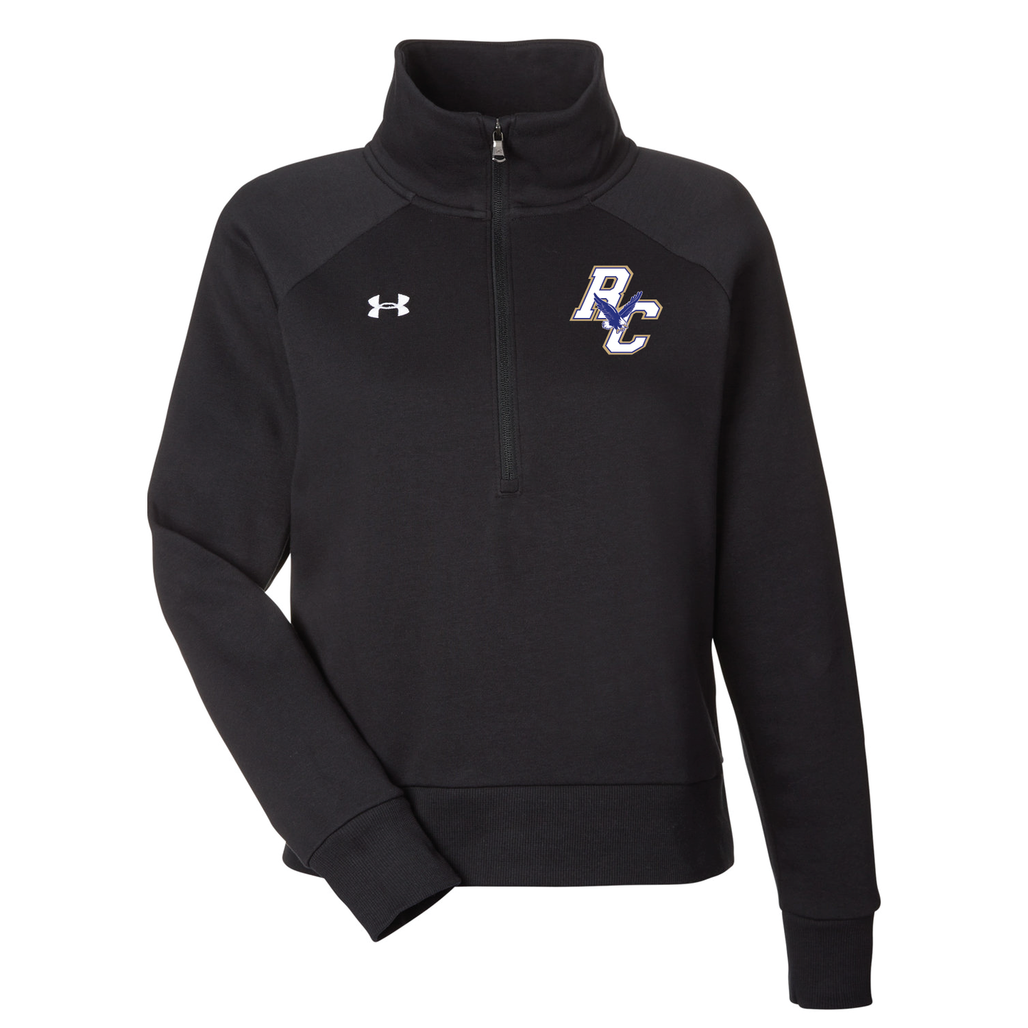 Rejoice Eagles - Embroidered Rejoice Christian Eagles Logo - Ladies Under Armour 1/4 Zip Rival Sweatshirt(Black)