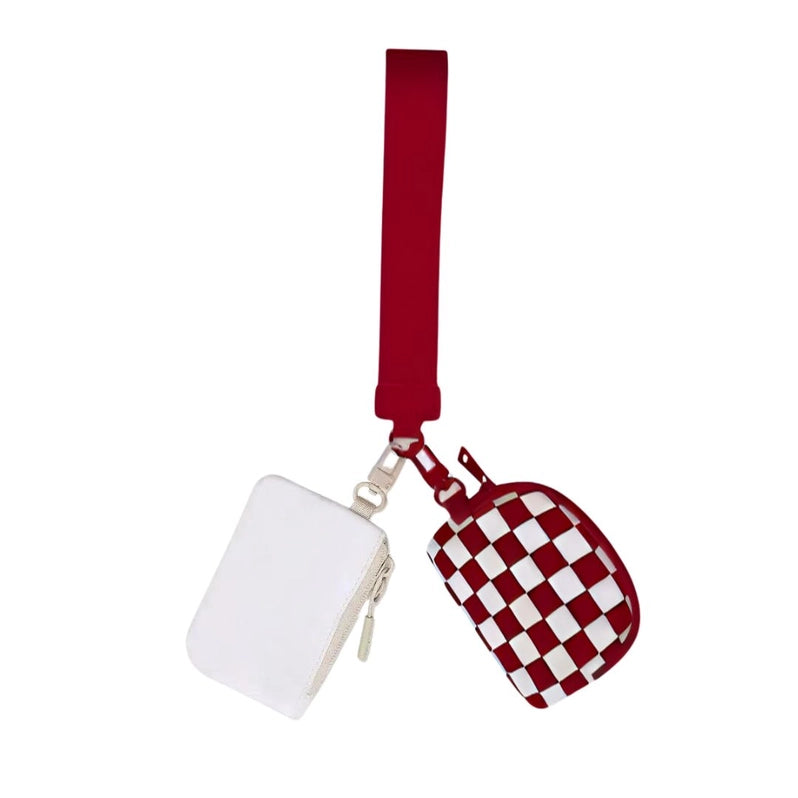 Checkered Dual Colored Wristlet & Keychain