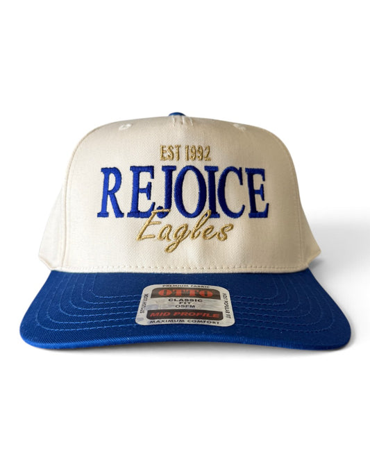 Rejoice Eagles - Embroidered Rejoice Eagles Legacy - Otto Snapback Hat (Royal/Natural)