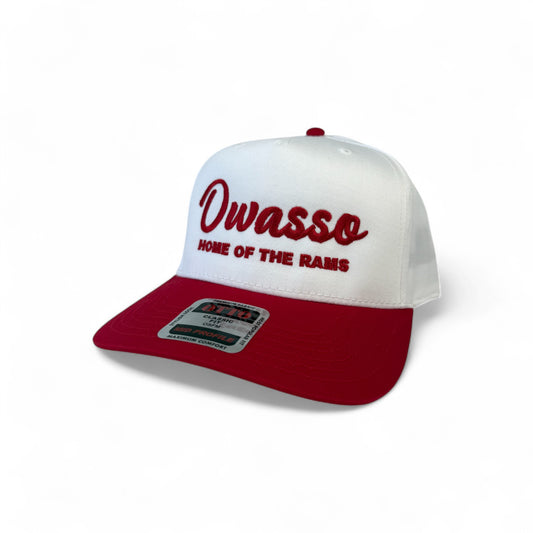 Owasso Rams - Embroidered Home of the Rams - Otto 5-Panel Snapback Hat (White/Red)