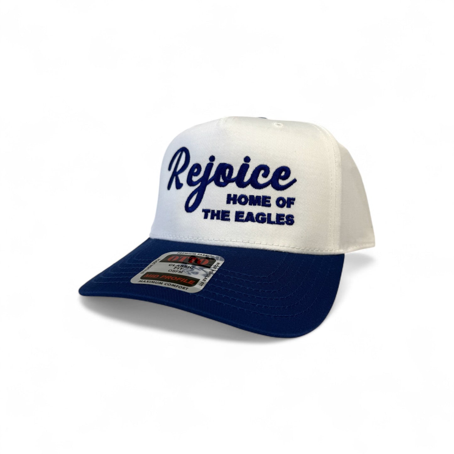 Rejoice Eagles - Embroidered Home of the Eagles - Otto 5-Panel Snapback Hat (White/Blue)