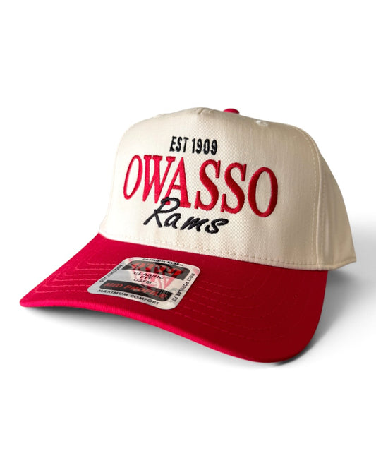 Owasso Rams - Embroidered Owasso Rams Legacy - Otto Snapback Hat (Red/Natural)